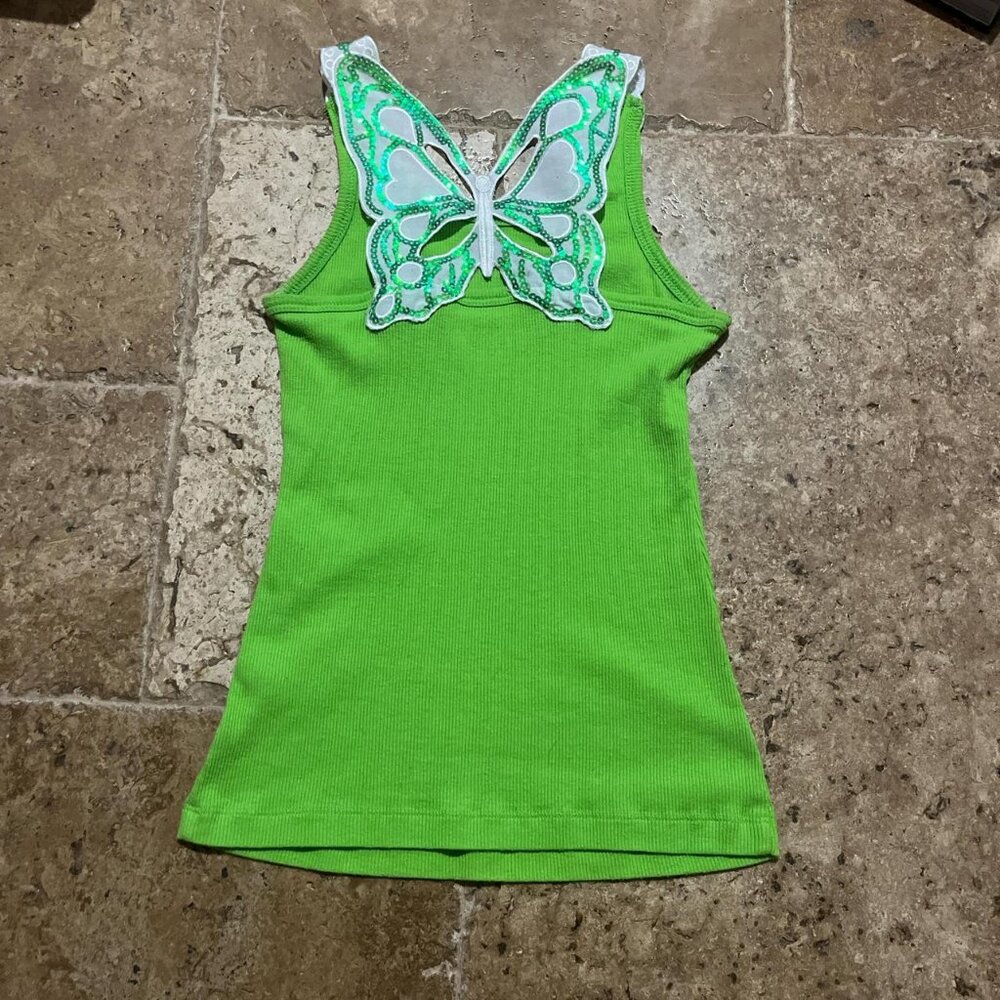 Y2K Green Tank w/ Fairy Wings